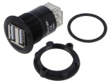 Adaptor USB A soclu x2 din ambele părţi - USB 2.0 Filet M25
