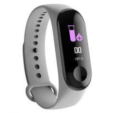 Bratara Smart Fitness Techstar? M3 Plus, Unisex, Monitorizarea Sangelui si Ritmului Cardiac, Pentru Android si iOS, Gri foto