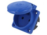 Conector alimentare AC 2P PE 250VAC 16A albastru PIN 3
