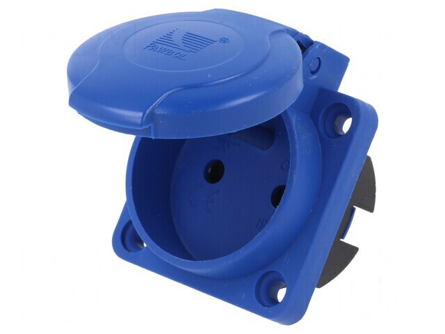Conector alimentare AC 2P PE 250VAC 16A albastru PIN 3