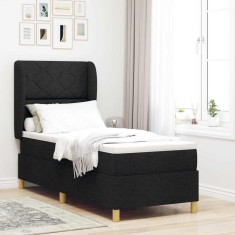 vidaXL Pat cu saltea cu arcuri Gri &icirc;nchis 90x190 cm Negru 80 x 200 cm