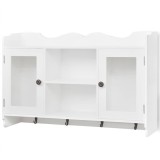 Cumpara ieftin Dulap de perete din MDF alb, raft prezentare pentru carti/DVD