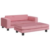 Cumpara ieftin Pat pentru caini cu extensie, roz, 100x50x30 cm, catifea