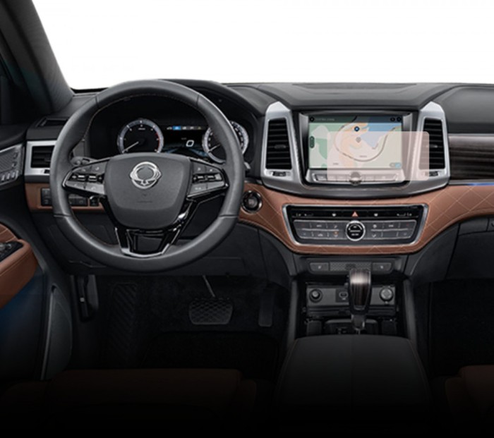 Folie Protectie Navigatie Ssangyong Rexton 2021+, Duragon, protectie Display Navigatie Ssangyong, silicon Transparent, Anti-zgarieturi, kit instalare