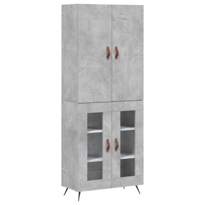Dulap inalt, gri beton, 69,5x34x180, lemn compozit foto