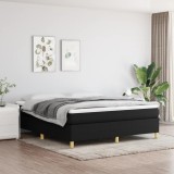 Cumpara ieftin Pat box spring cu saltea, negru, 160x200 cm, textil