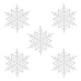Ornament de Crăciun Fulg cu Glitter Alb - Set de 5, CMCLASS