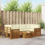 vidaXL Seturi de canapele 7 pcs Natural și Crem Lemn Solid de Acacia 3374445