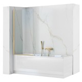 Paravan de baie Rea Elegant Gold Brush 80