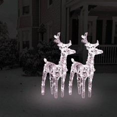 vidaXL Reni de Craciun, 2 buc., alb cald, 80 LED-uri, acril foto