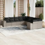 vidaXL Set canapele de grădină cu perne 10 piese gri deschis poliratan 3255449