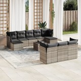 Gossi set canapele de gradina cu perne, 11 piese, gri, poliratan