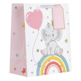 Sacosa Cadou Hartie, Model Elefant Curcubeu, Multicolor, 26x14.5x32cm, Oem