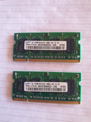 2 placute ram DDR2 - pentru laptop - 2x512 mb foto