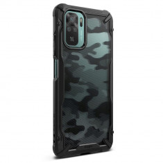 Husa Antisoc Ringke Fusion X pentru Xiaomi Redmi Note 10 / Redmi Note 10S, Design Militar, Negru foto