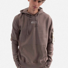 Alpha Industries hanorac de bumbac Organics EMB Hoody bărbați, culoarea bej, cu glugă, cu imprimeu 118350.628-cream