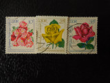 Serie timbre flora flori trandafiri plante Germania DDR stampilate