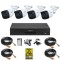 Sistem supraveghere inteligent Dahua, 4 camere 2MP Full HD, Vizualizare pe timp de noapte 30m, De exterior, DVR 4 canale, HDD 500GB, Accesorii montaj