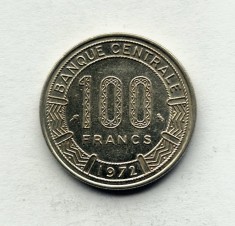 Gabon 100 Francs 1972 km # 12 moneda Africa din nichel tiraj mic