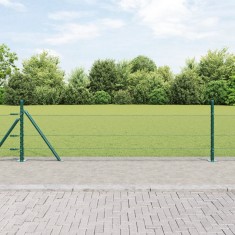Gard Hexagonal vidaXL Verde 0,4x100 m Oțel, St&acirc;lpi Gard vidaXL cu Plăci de Bază 13 buc &Oslash;32mm 50cm Oțel Galvanizat