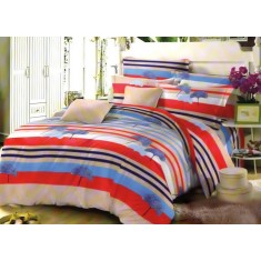 Lenjerie de pat pentru o persoana cu husa de perna dreptunghiulara, Marylin, bumbac mercerizat, multicolor