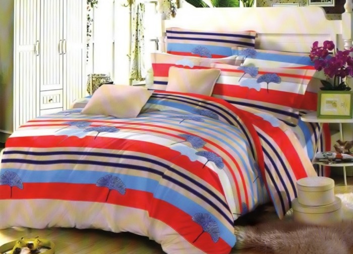 Lenjerie de pat pentru o persoana cu husa de perna dreptunghiulara, Marylin, bumbac mercerizat, multicolor
