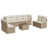 Set canapele de gradina, 9 piese, cu perne, bej, poliratan