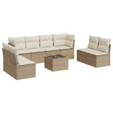 Cumpara ieftin Set canapele de gradina, 9 piese, cu perne, bej, poliratan