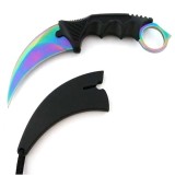 Cumpara ieftin Cutit Karambit Rainbow Star IdeallStore, 18.5cm, lama otel 10cm, teaca, snur, vanatoare, multicolor