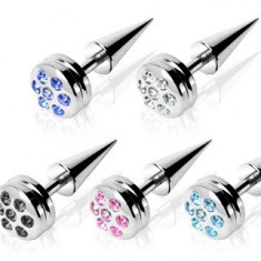 Piercing fals cu zircon colorat - Diametru piercing: 1,6 mm, Culoare zirconiu piercing: Negru - K