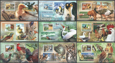 Guinea-Bissau - PASARI DIVERSE - 9 Blocuri - MNH foto