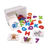 Joc Educativ Leziter Litere Cifre Engleza Lemn Cartonașe Puzzle 3D Sigur Materiale Ecologice Cadou Copii