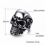 Cumpara ieftin Inel barbati, JustZEN, Skeleton, Inox , forma de craniu, look rock-punk