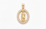 Medalion Decupat Fecioara Maria din Argint 925 Aurit cu Rama din Zirconii