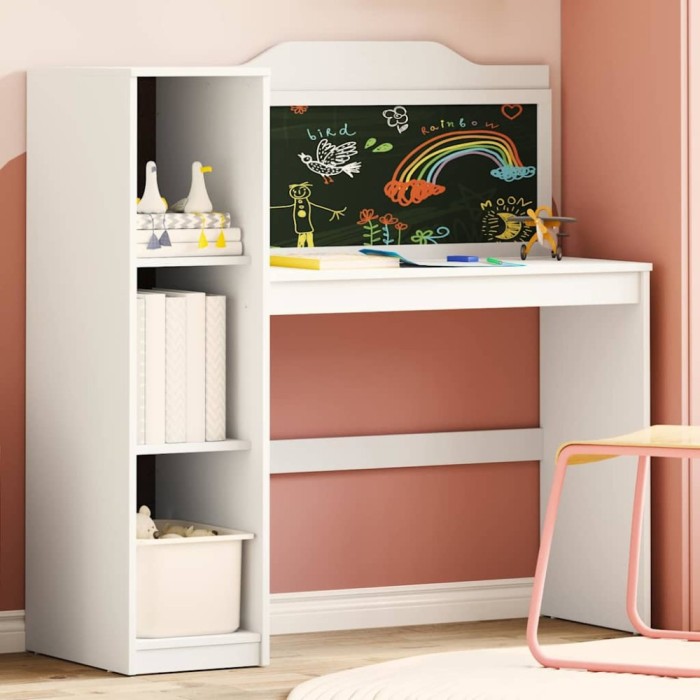 vidaXL Birou cu tablă de scris Alb 120 x 45 x 118.5 cm Lemn compozit