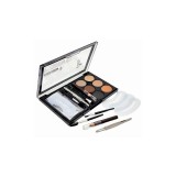 Set Stilizare Sprancene, Mini Queen, Eyebrow Kit, 6 Farduri Sprancene, 3 Sabloane, 2 Pensule, Creion, Penseta