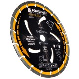 Disc diamantat segmentat pentru taiat in beton, caramida, gresie, 230x 22.2 x 2.8 mm, Powermat