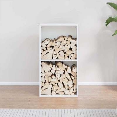 vidaXL Suport pentru lemne de foc alb 40x30x75 cm Oțel laminat la rece 864192 foto