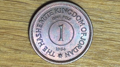 Iordania - moneda specimen ultra rara - 1 fil / fils 1964 UNC - tiraj 3k ! foto