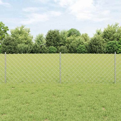vidaXL &amp;Icirc;ngrădire cu st&amp;acirc;lpi Argintiu 0.6 x 25 m Oțel foto