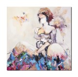 Cumpara ieftin Tablou pictat manual dormitor, living, Madame, 80x80cm ulei pe panza in cutit efect 3D, Geo Ungureanu