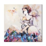 Tablou pictat manual dormitor, living, Madame, 80x80cm ulei pe panza in cutit efect 3D, Geo Ungureanu