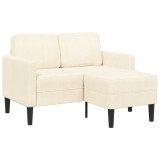 vidaXL Canapea cu 2 locuri cu șezlong &icirc;n formă de L crem 125 cm in