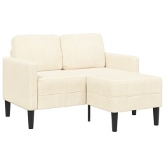 Canapea cu 2 locuri cu sezlong in forma de L crem 125 cm in foto