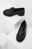 Answear Lab mocasini de piele femei, culoarea negru, cu platforma