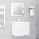 Set mobilier de baie, 2 piese, alb extralucios, PAL