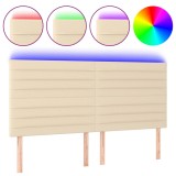 Cumpara ieftin Tablie de pat cu LED, crem, 160x5x118/128 cm, textil