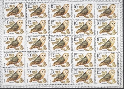 Russia USSR 1979 Birds, 4 full sheets, MNH S.242 foto
