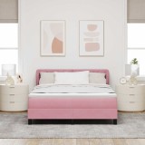 Cumpara ieftin Pat cu arcuri cu headboard Roz 140 x 190 cm Catifea