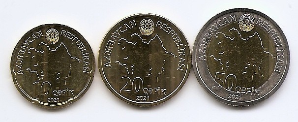 Azerbaidjan Set 3 - 10, 20, 50 qapik 2021 - KM-New UNC !!!